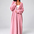 Natalie - Women's Longline Fuzzy Knit Open-Front Cardigan 1