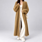 Natalie - Women's Longline Fuzzy Knit Open-Front Cardigan 5