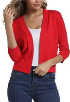 Natasha - Women's Cropped Open-Front Cardigan with 3/4 Sleeves