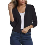 Natasha - Women's Cropped Open-Front Cardigan with 3/4 Sleeves