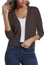Natasha - Women's Cropped Open-Front Cardigan with 3/4 Sleeves