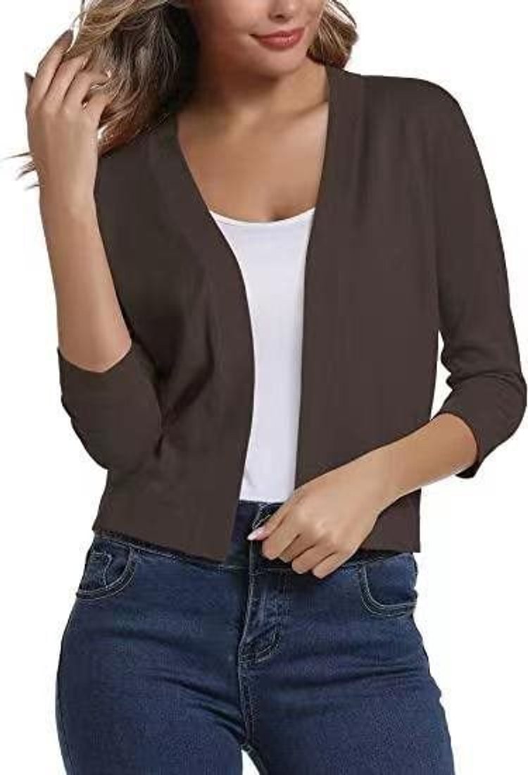 Natasha - Women's Cropped Open-Front Cardigan with 3/4 Sleeves