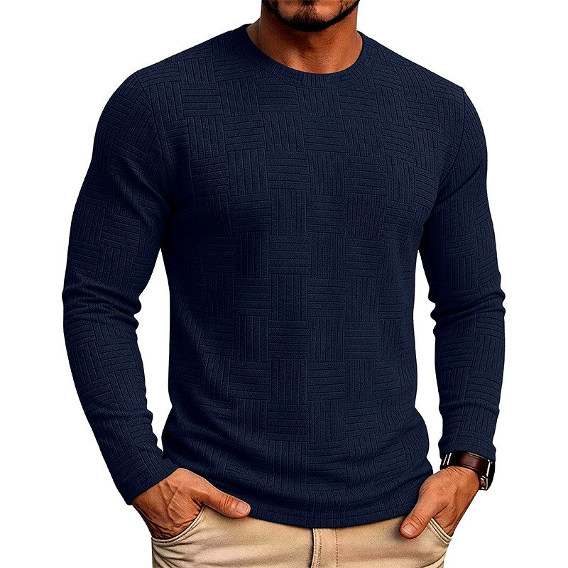 Nathan - Men's Geometric Textured Crew Neck Shirt 5