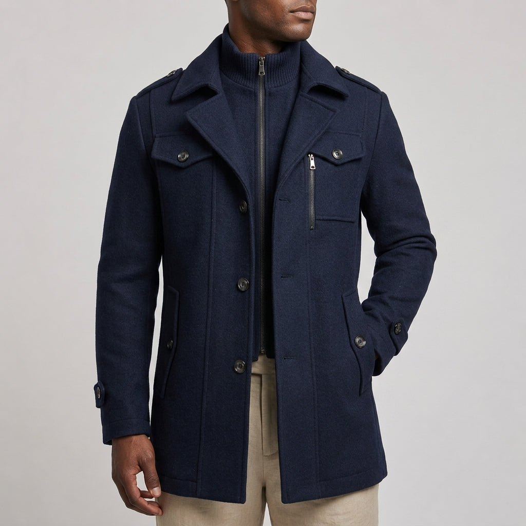 Nicholas - Men's Notch-Lapel Wool-Blend Overcoat