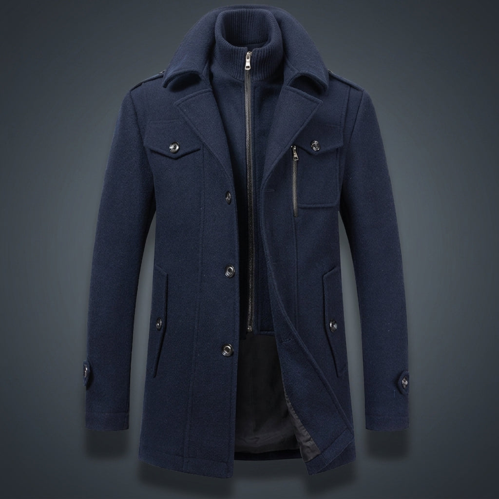 Nicholas - Men's Notch-Lapel Wool-Blend Overcoat