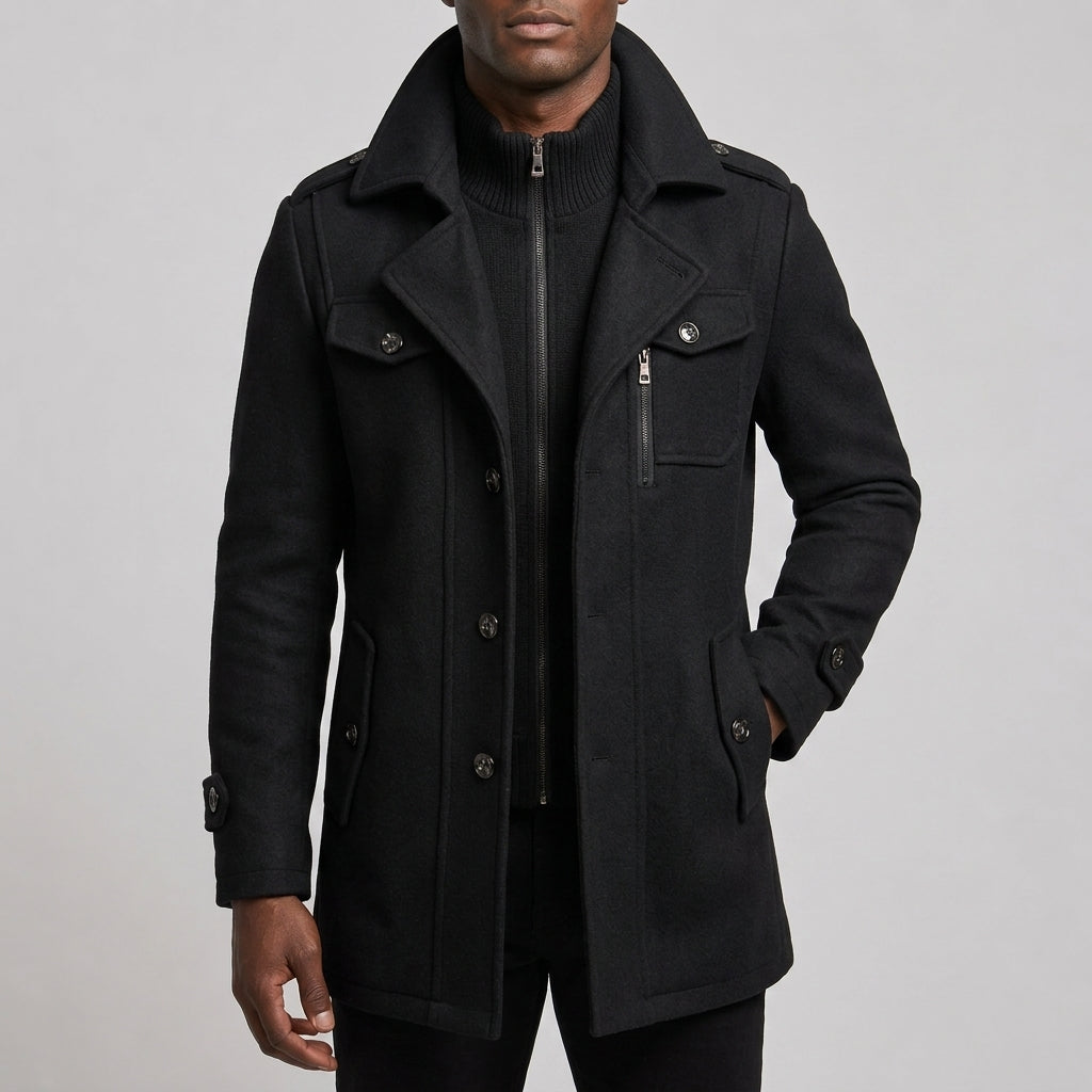 Nicholas - Men's Notch-Lapel Wool-Blend Overcoat