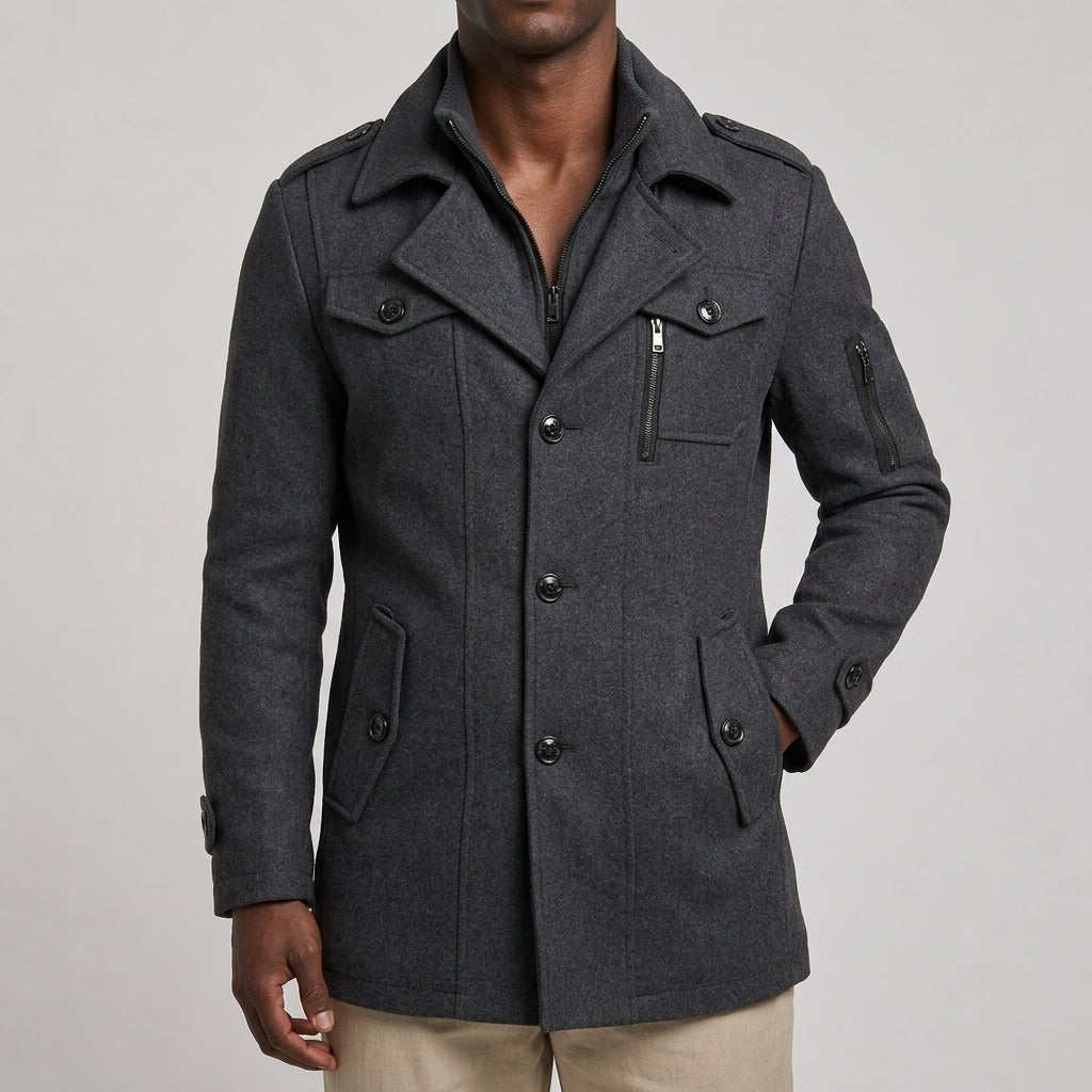 Nicholas - Men's Notch-Lapel Wool-Blend Overcoat