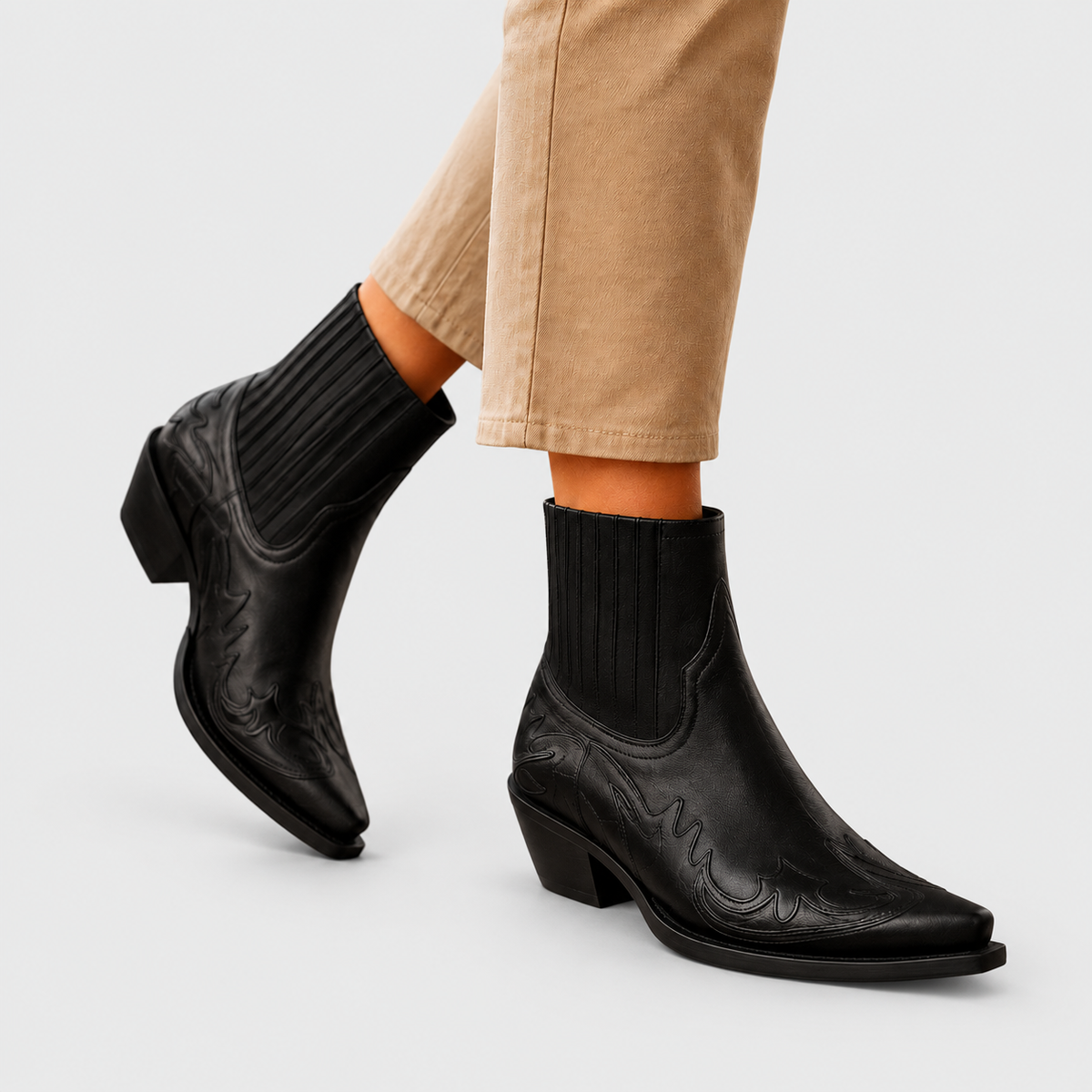 Nika - Women's Embroidered Leather Western Ankle Boots