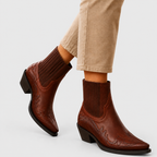 Nika - Women's Embroidered Leather Western Ankle Boots