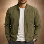 Noel - Men's Soft Suede Bomber Jacket with Ribbed Cuffs