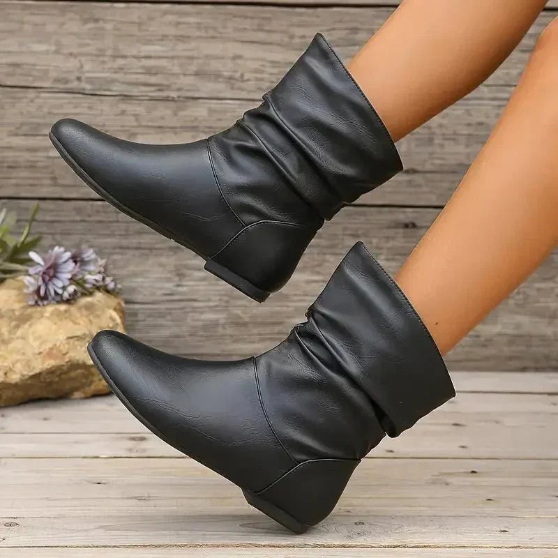 Petra - Women's Leather Slouch Mid-Calf Boot