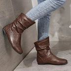 Petra - Women's Leather Slouch Mid-Calf Boot