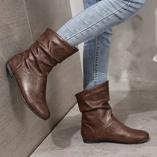 Petra - Women's Leather Slouch Mid-Calf Boot