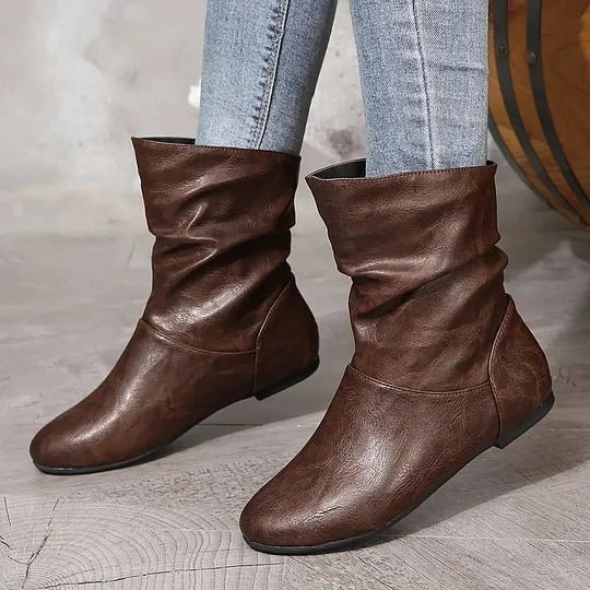 Petra - Women's Leather Slouch Mid-Calf Boot