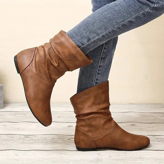 Petra - Women's Leather Slouch Mid-Calf Boot