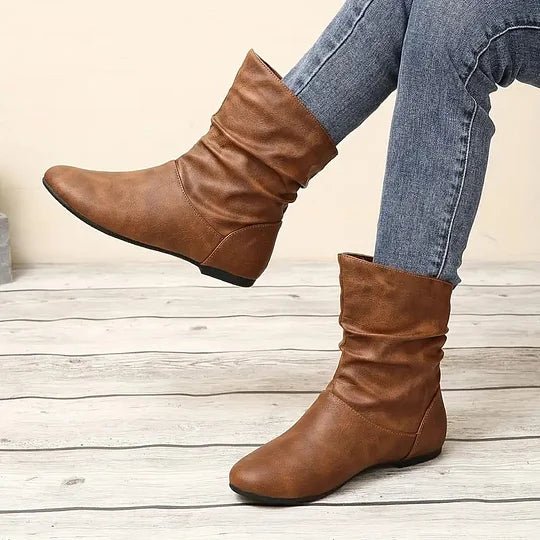 Petra - Women's Leather Slouch Mid-Calf Boot