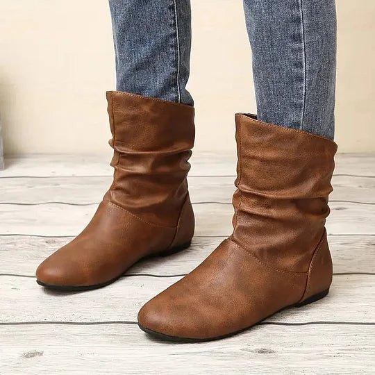 Petra - Women's Leather Slouch Mid-Calf Boot