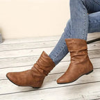 Petra - Women's Leather Slouch Mid-Calf Boot