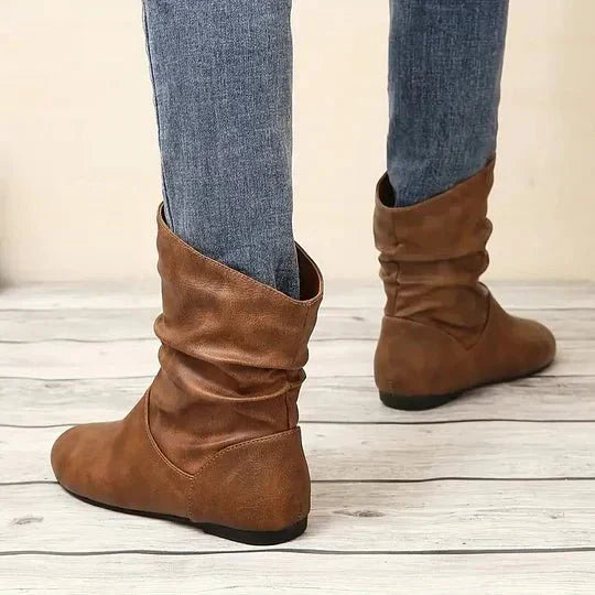 Petra - Women's Leather Slouch Mid-Calf Boot