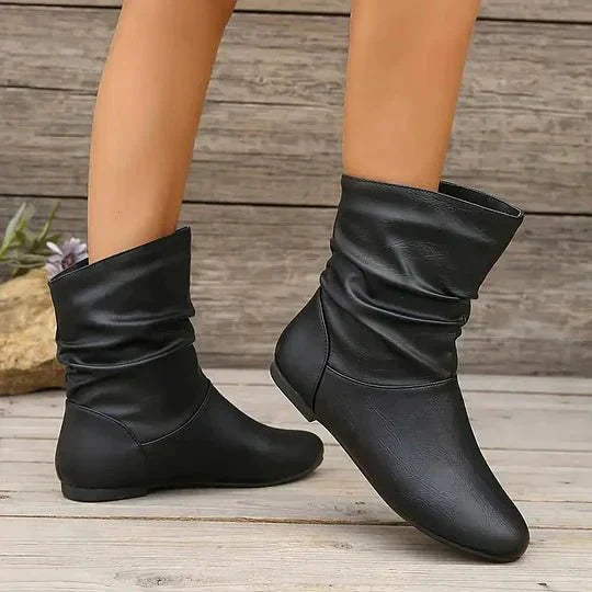 Petra - Women's Leather Slouch Mid-Calf Boot