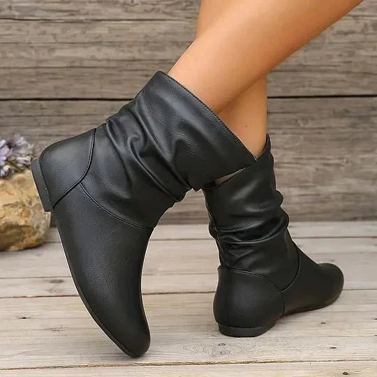 Petra - Women's Leather Slouch Mid-Calf Boot
