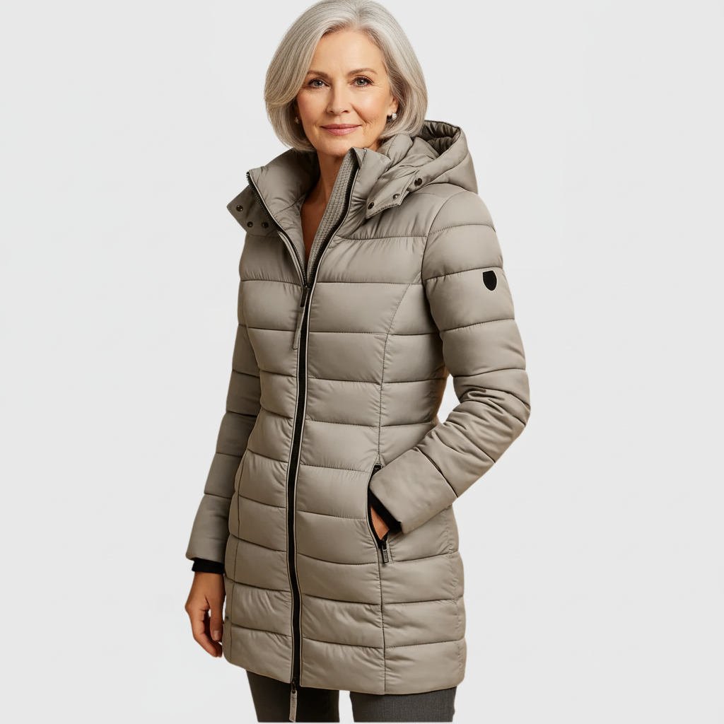 Precy - Women's Puffer Coat with Channel Quilting and Two-Way Zip