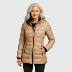 Precy - Women's Puffer Coat with Channel Quilting and Two-Way Zip
