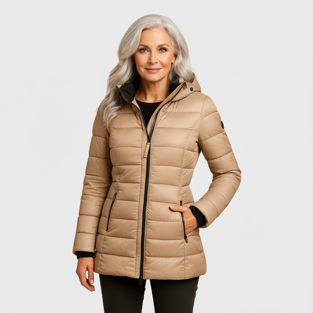 Precy - Women's Puffer Coat with Channel Quilting and Two-Way Zip