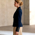 Priscilla - Women's Denim Fitted Blazer with Gold Buttons 3