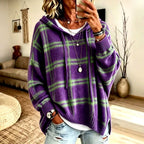 Priscilla - Women's Plaid Hooded Oversized Hooded Knit Sweater 2