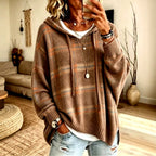 Priscilla - Women's Plaid Hooded Oversized Hooded Knit Sweater 3