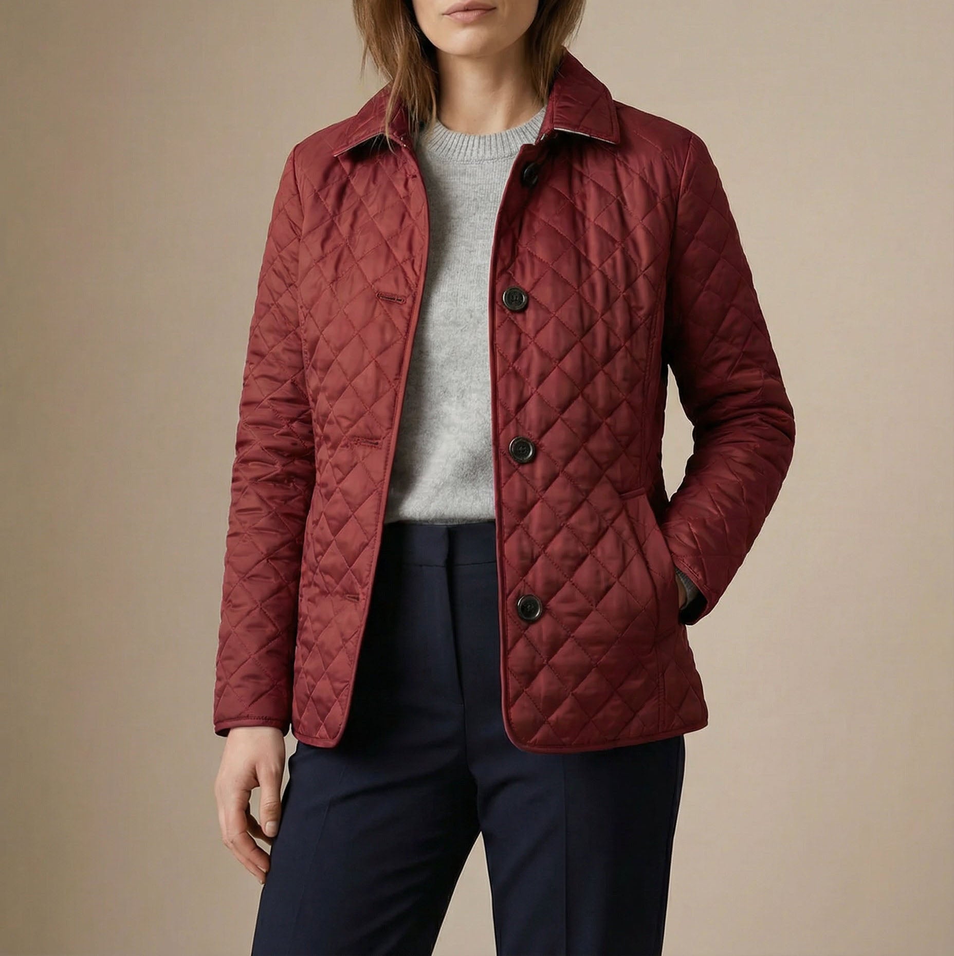 Priya - Women's Quilted Button-Up Jacket