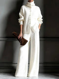 Rachel - Women's Button-Front Mock Neck Sweater and Pants Set 3