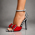 Raelynn - Women's Leather Bow Heeled Sandals