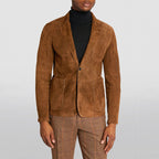 Raymond - Men's Faux Suede Notch Lapel Blazer with Pockets 1