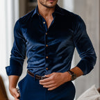 Reid - Men's Velvet Long Sleeve Button-Down Dress Shirt 1
