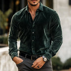 Reid - Men's Velvet Long Sleeve Button-Down Dress Shirt 2
