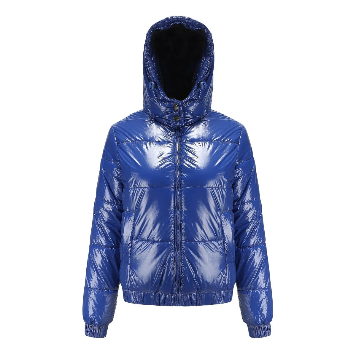 Riley  - Women's Glossy Quilted Puffer Jacket with Hood