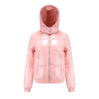 Riley  - Women's Glossy Quilted Puffer Jacket with Hood