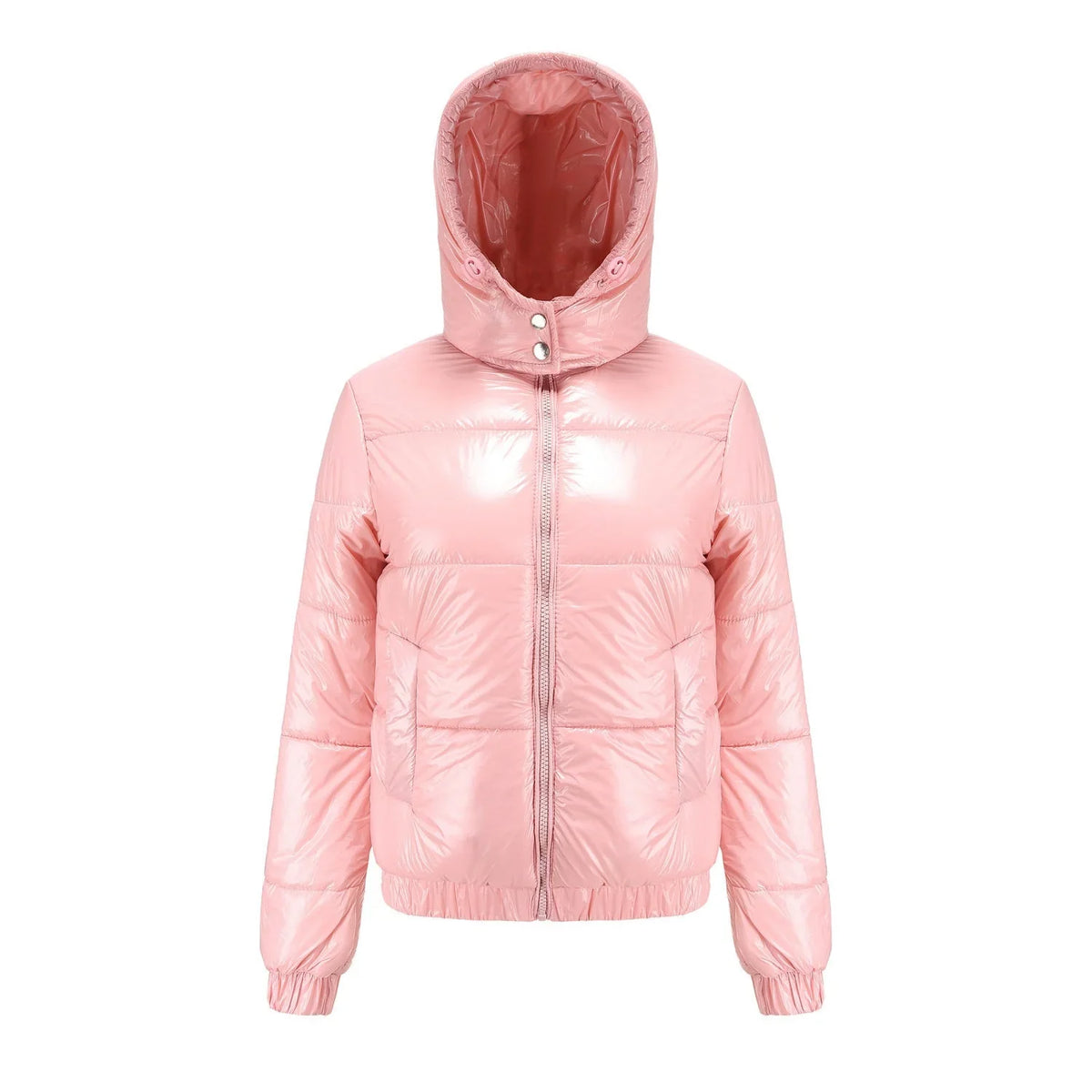 Riley  - Women's Glossy Quilted Puffer Jacket with Hood