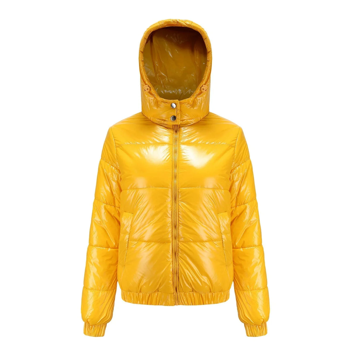 Riley  - Women's Glossy Quilted Puffer Jacket with Hood