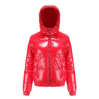 Riley  - Women's Glossy Quilted Puffer Jacket with Hood