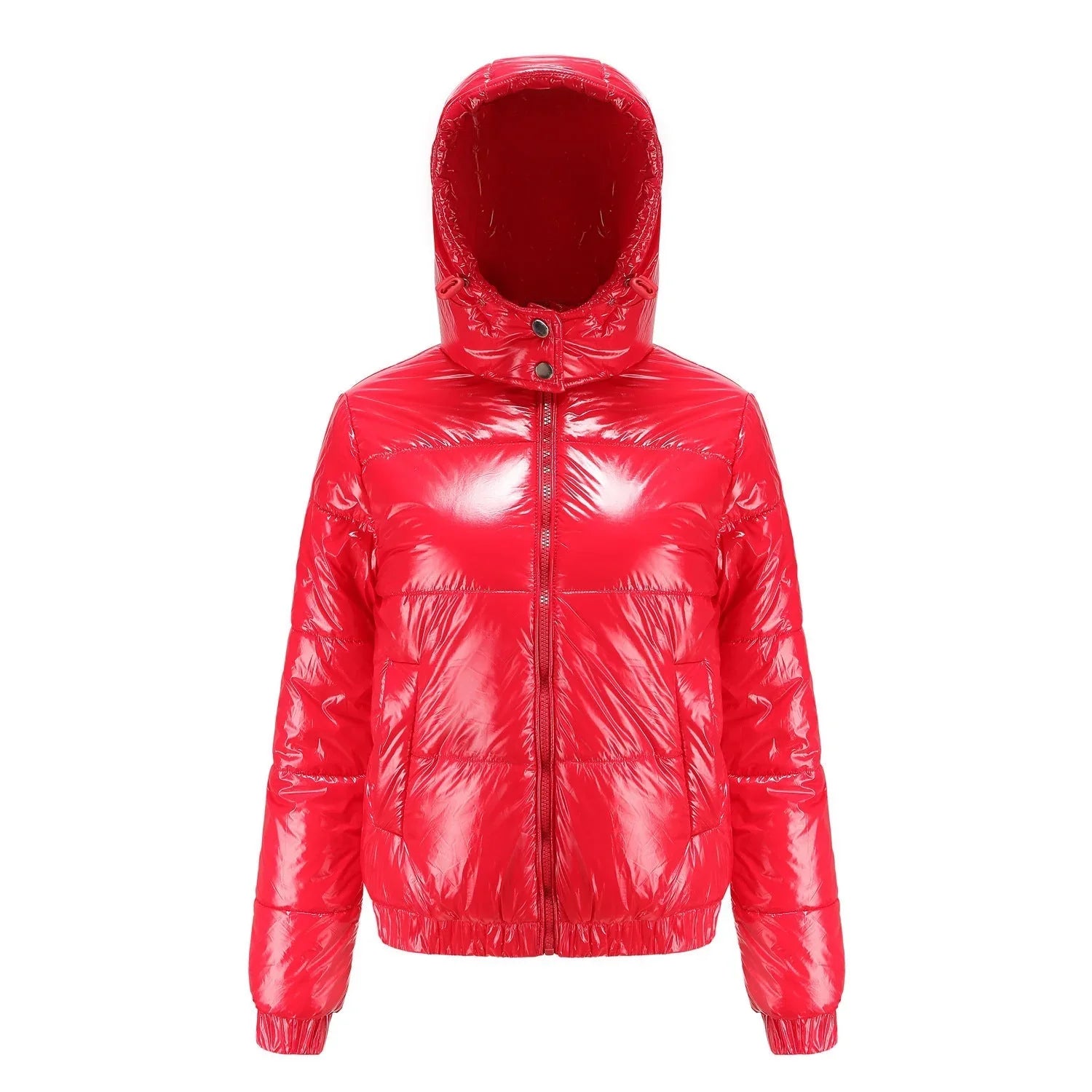 Riley  - Women's Glossy Quilted Puffer Jacket with Hood