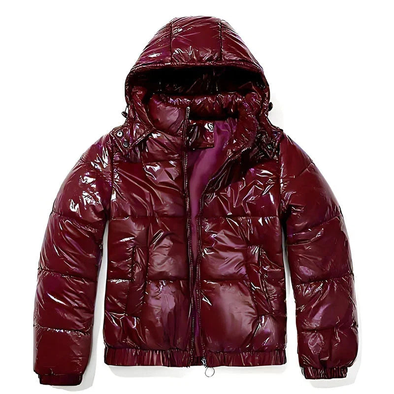 Riley  - Women's Glossy Quilted Puffer Jacket with Hood