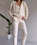 Rosemary - Women's Cable-Knit Zip Hoodie & Jogger Set