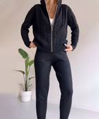 Rosemary - Women's Cable-Knit Zip Hoodie & Jogger Set