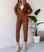 Rosemary - Women's Cable-Knit Zip Hoodie & Jogger Set