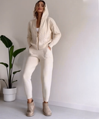 Rosemary - Women's Cable-Knit Zip Hoodie & Jogger Set