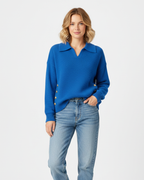 Rosemary - Women's Collared V-Neck Pullover Sweater