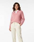 Rosemary - Women's Collared V-Neck Pullover Sweater